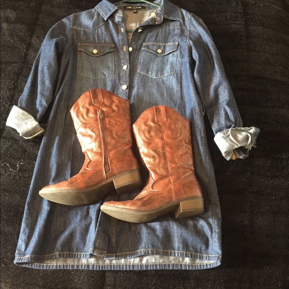 Long sleeve denim shirt dress